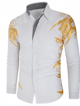 Print Revers Bloemen Single-Breasted Lente-Shirt