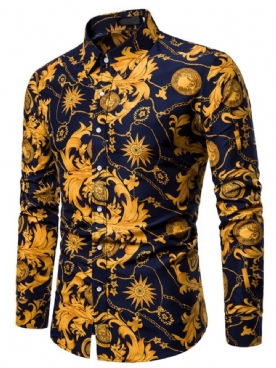 Revers Bloemen Casual Slim Lente-Overhemd Dames