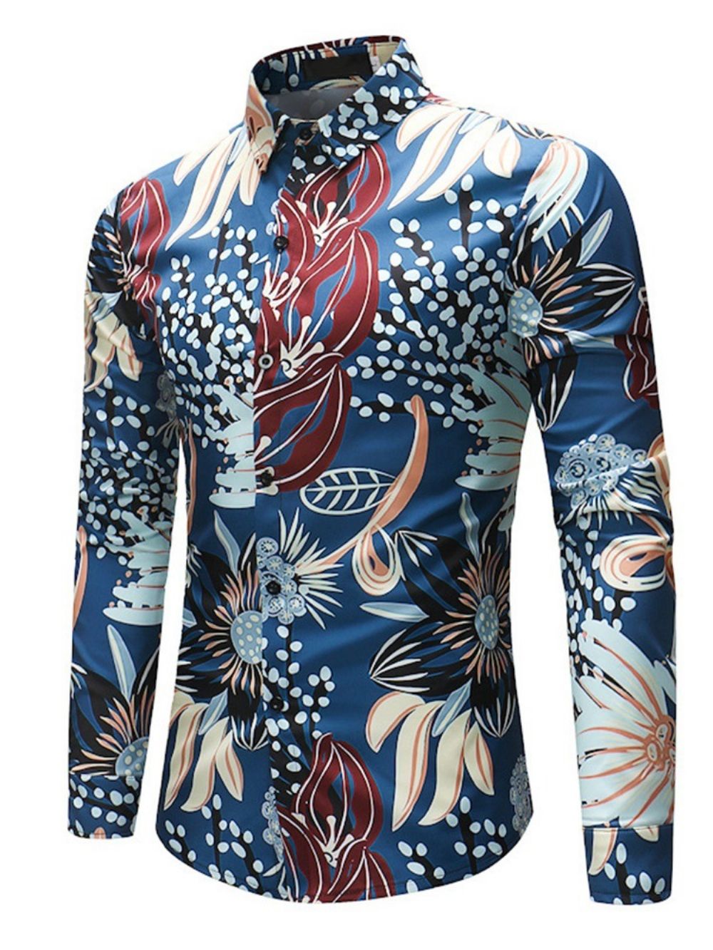 Revers Bloemenprint Single-Breasted Lente-Shirt