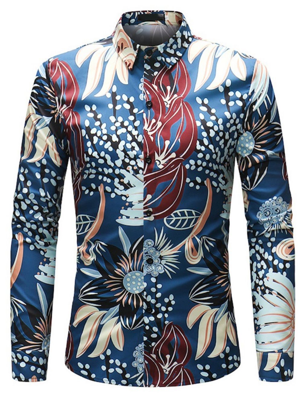 Revers Bloemenprint Single-Breasted Lente-Shirt