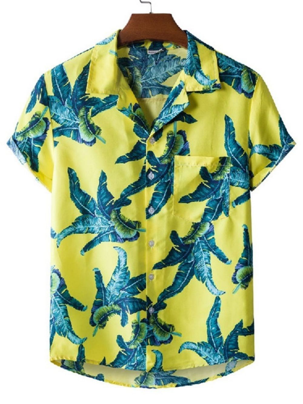 Revers Bloemenprint Single-Breasted Zomershirt Heren