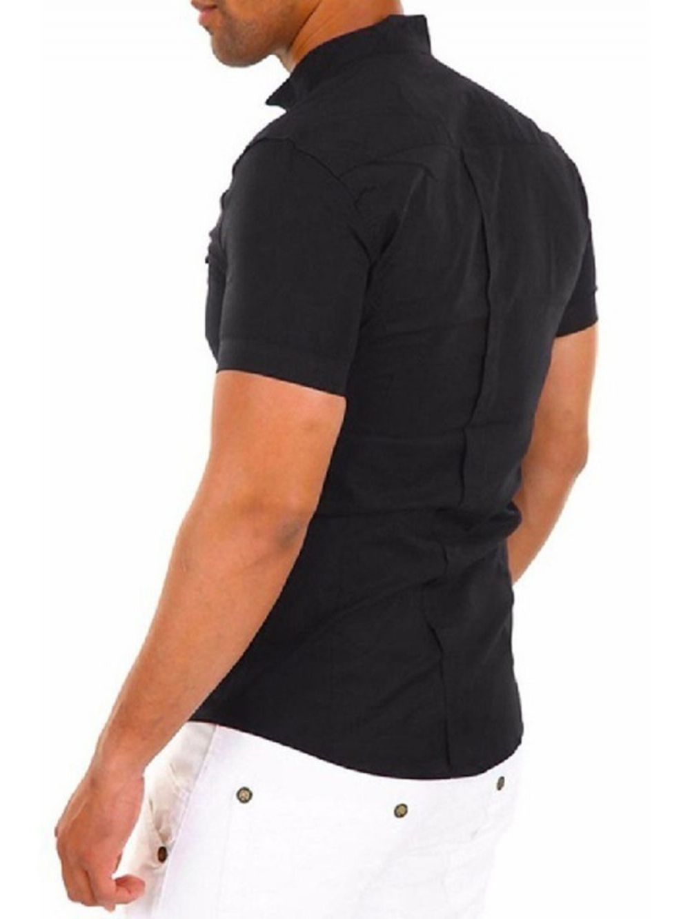 Revers Casual Effen Slim Single-Breasted Herenoverhemd