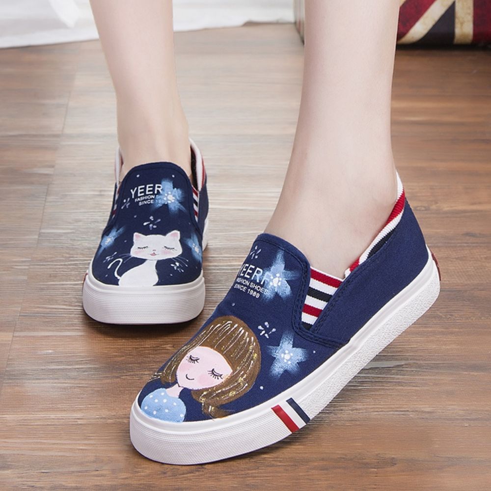 Leuke Cartoon Slip-On Canvas platte schoenen