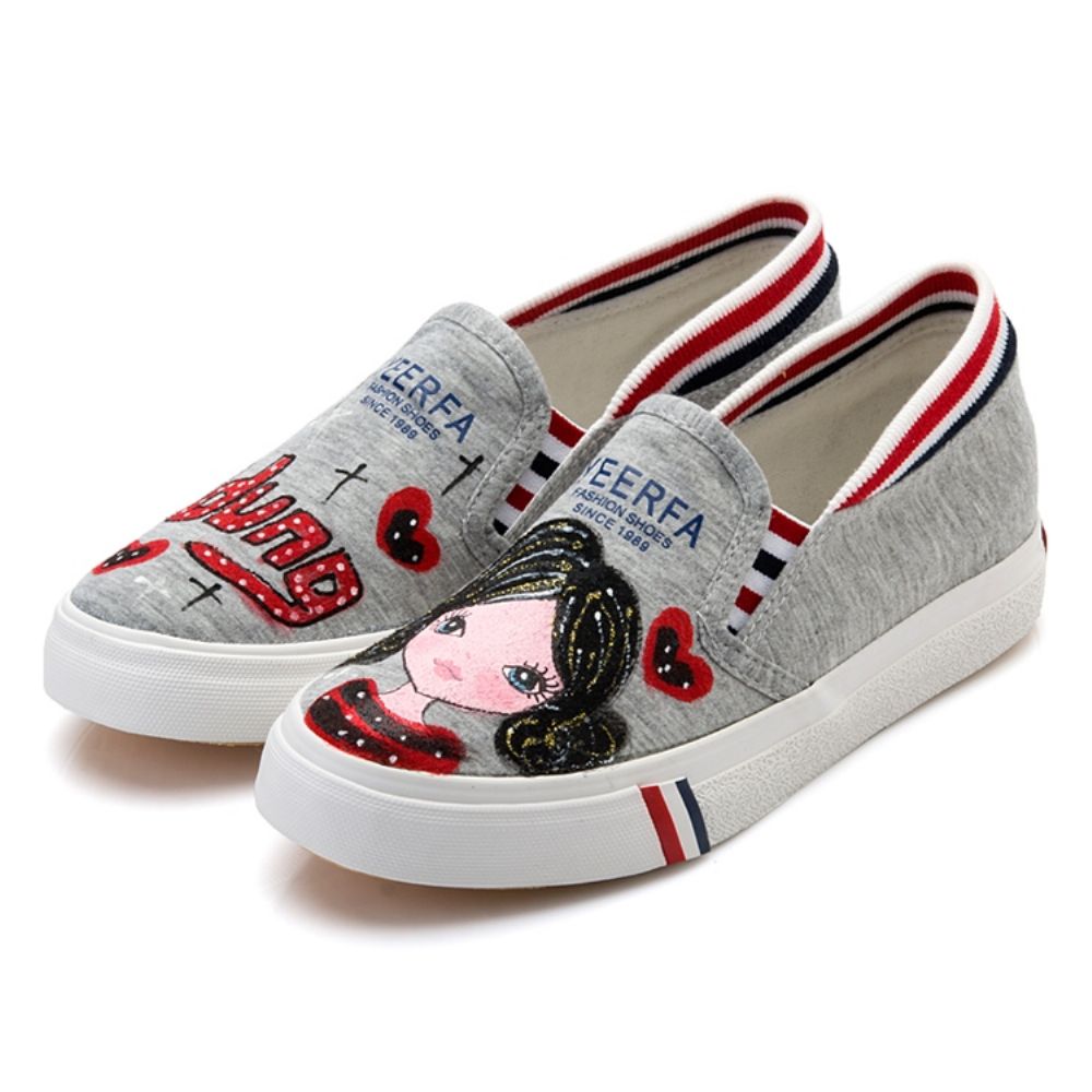 Leuke Cartoon Slip-On Canvas platte schoenen