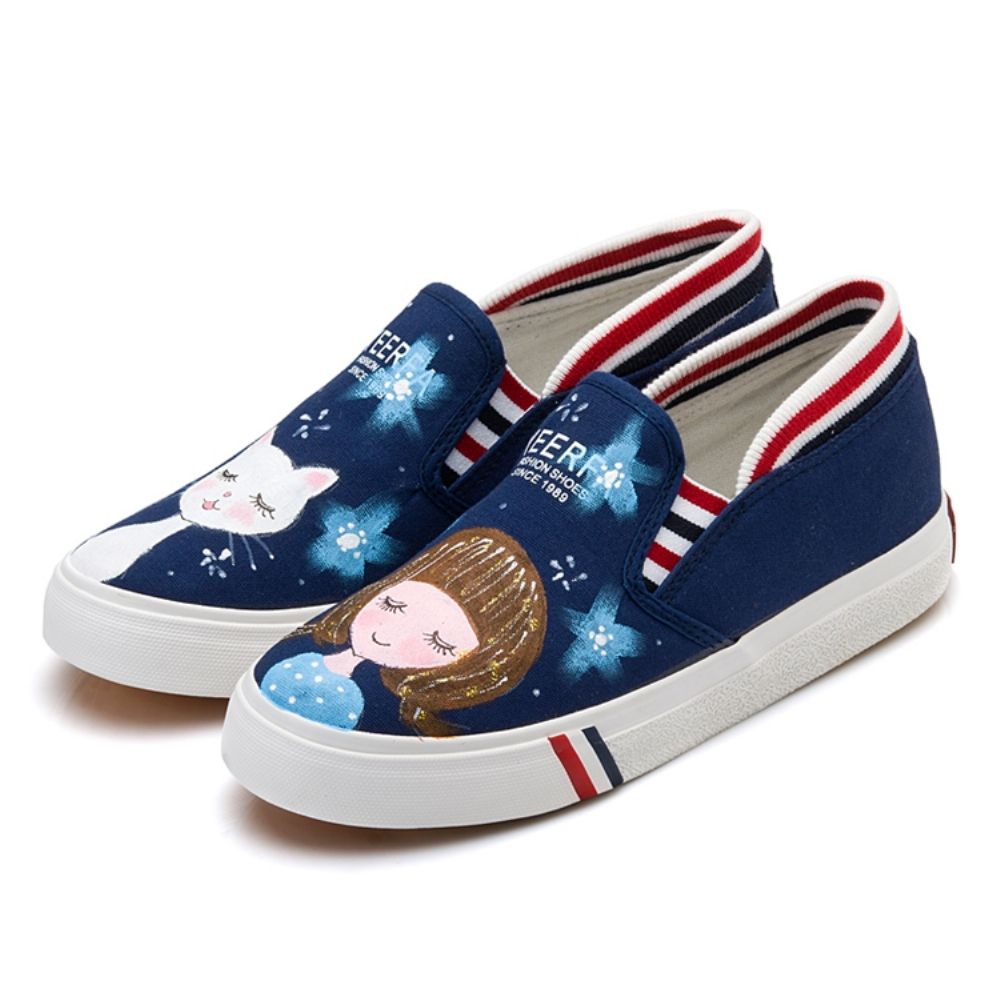 Leuke Cartoon Slip-On Canvas platte schoenen