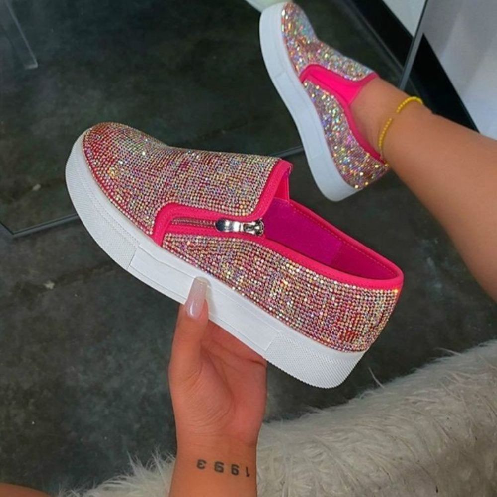 Strass Slip-On Laag Uitgesneden Bovenste Effen Sneakers