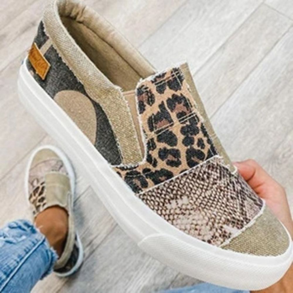 Thread Slip-On Laag Uitgesneden Bovenste Luipaard Sneakers