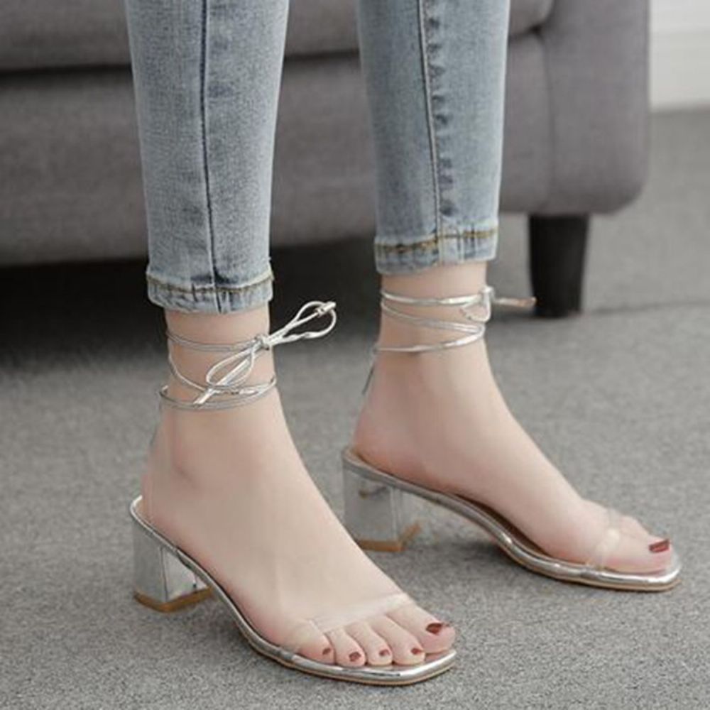 Casual Sandalen Met Dikke Hak En Open Teen