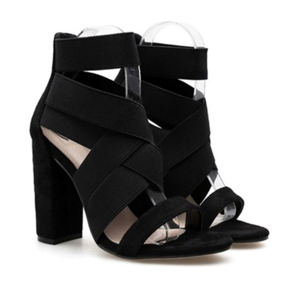 Chunky Heel Open Teenhak Die Westerse Sandalen Dames Bedekt