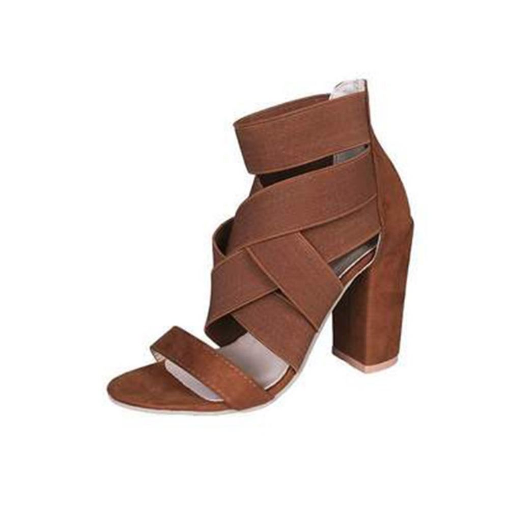 Chunky Heel Open Teenhak Die Westerse Sandalen Dames Bedekt