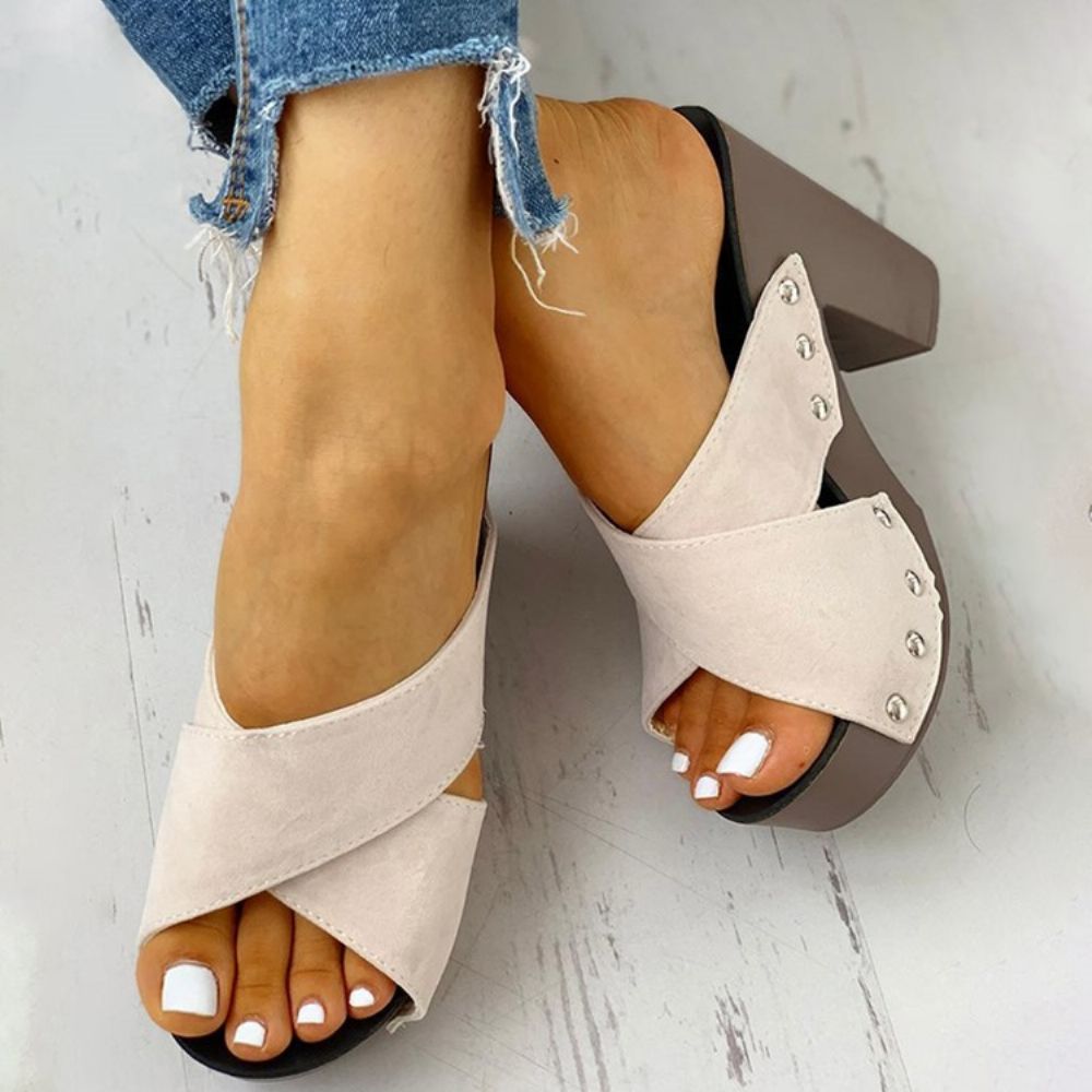 Flip Flop Chunky Heel Slip-On Zomerpantoffels