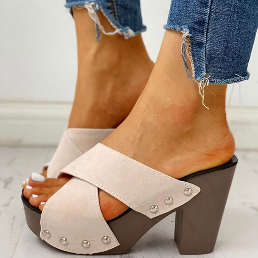 Flip Flop Chunky Heel Slip-On Zomerpantoffels