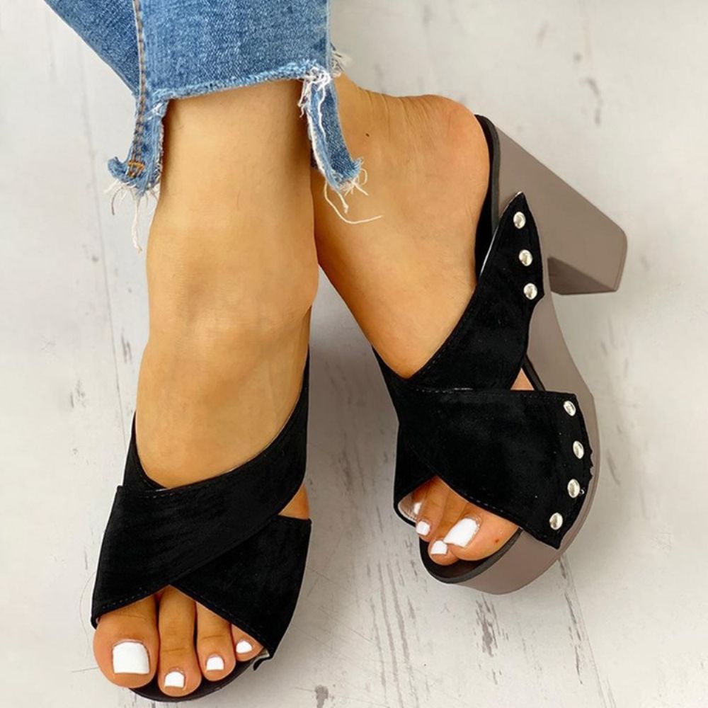 Flip Flop Chunky Heel Slip-On Zomerpantoffels