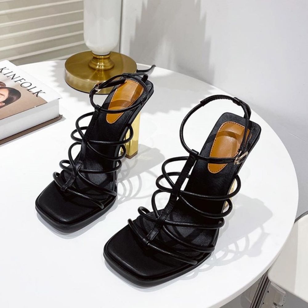 Gesp Chunky Heel Open Teen Professionele Effen Sandalen