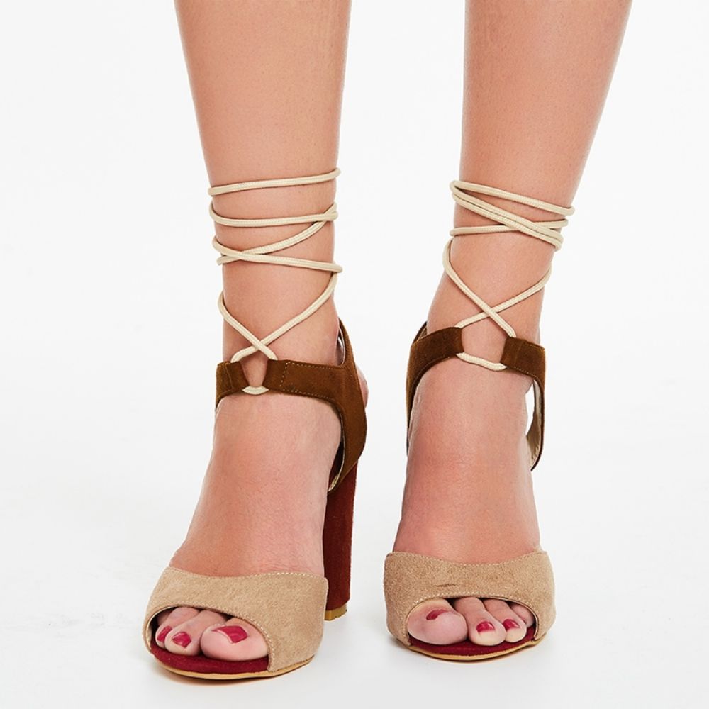 Sandalen Met Blokhak En Kleurblokken