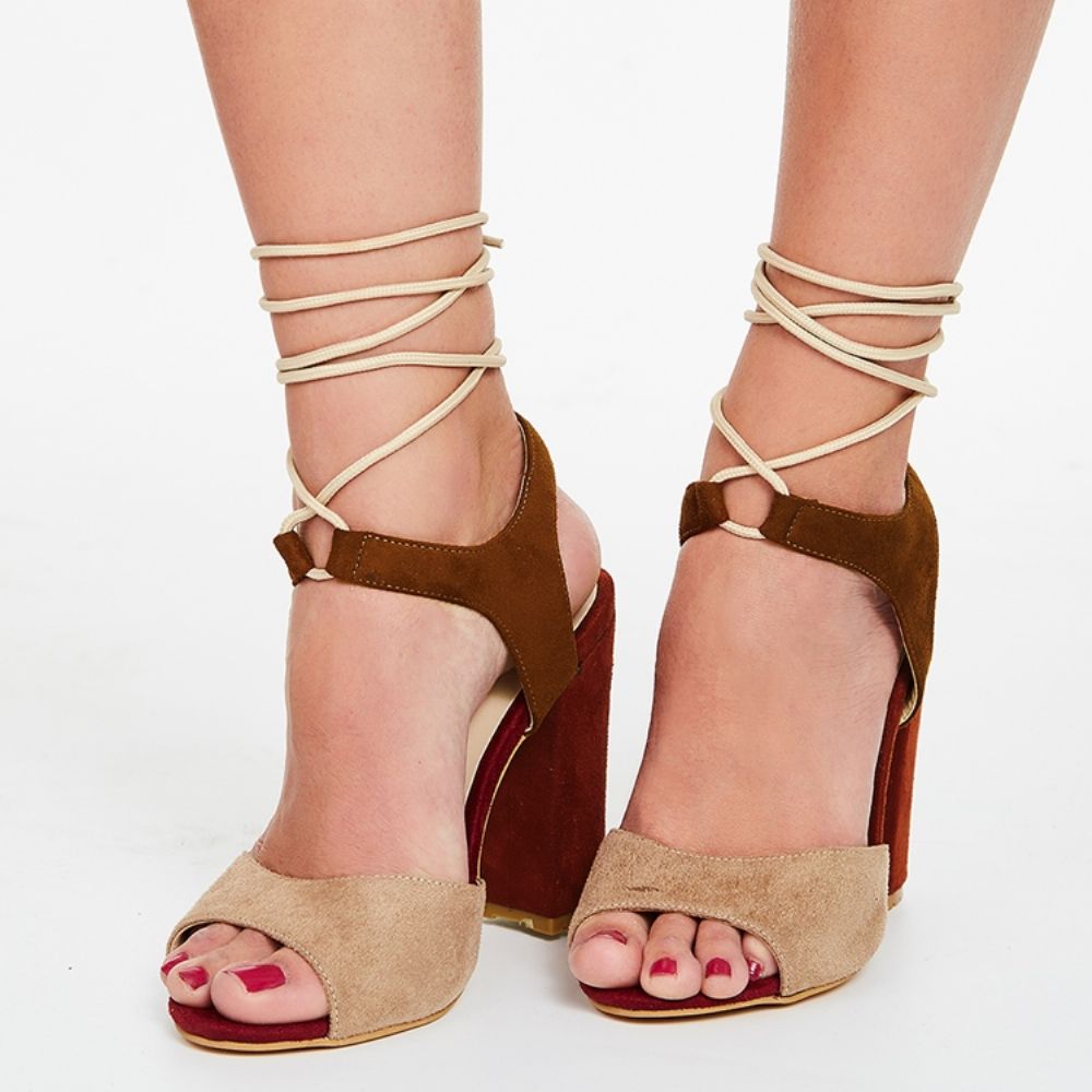 Sandalen Met Blokhak En Kleurblokken