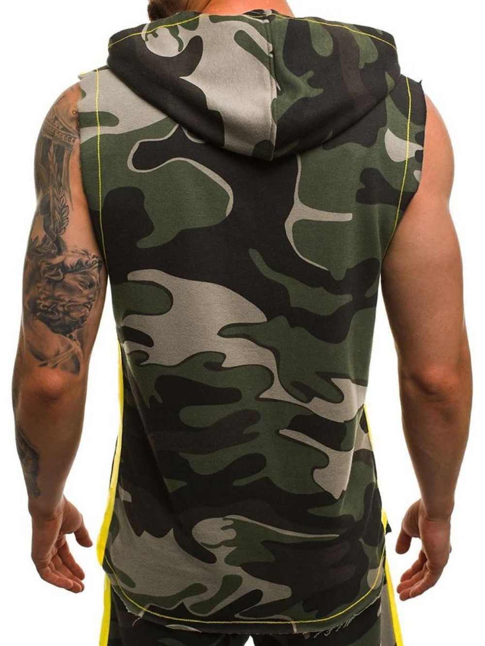 Camouflage Zomer Casual Herenvest Met Capuchon En Print