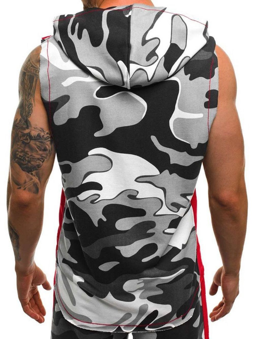 Camouflage Zomer Casual Herenvest Met Capuchon En Print