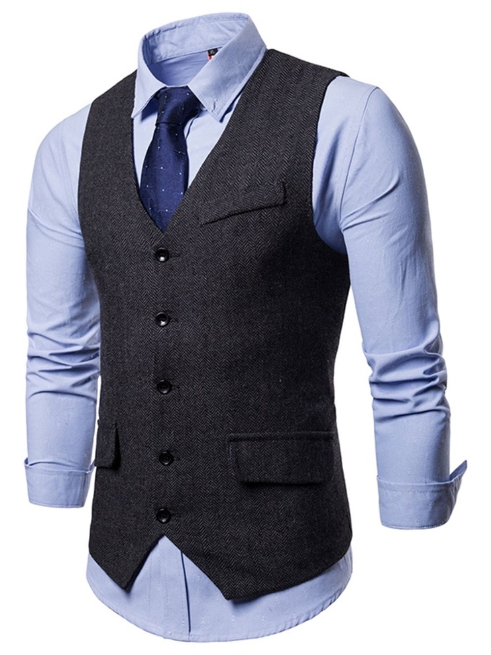 Effen Single-Breasted Casual Vest Heren