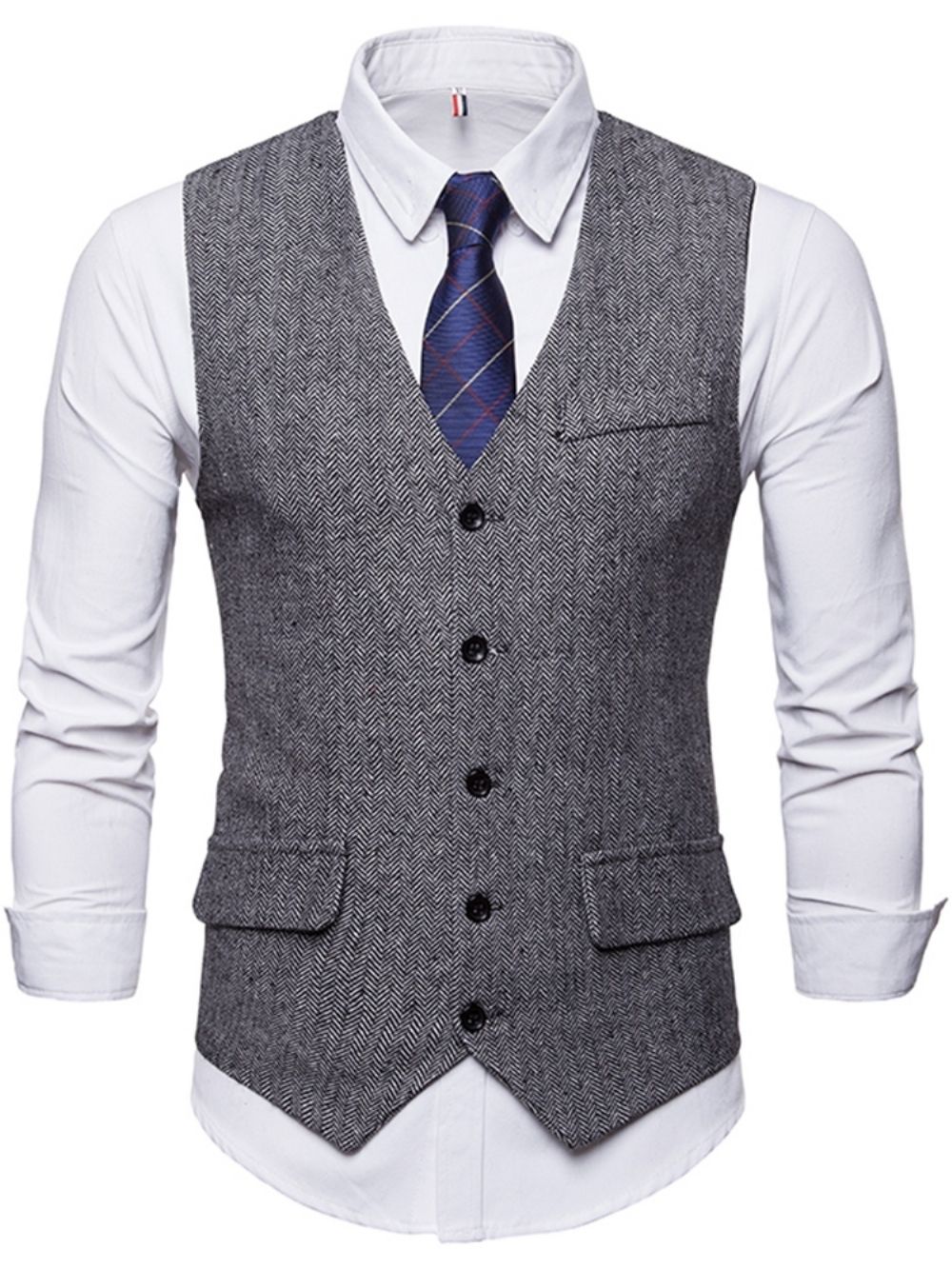 Effen Single-Breasted Casual Vest Heren