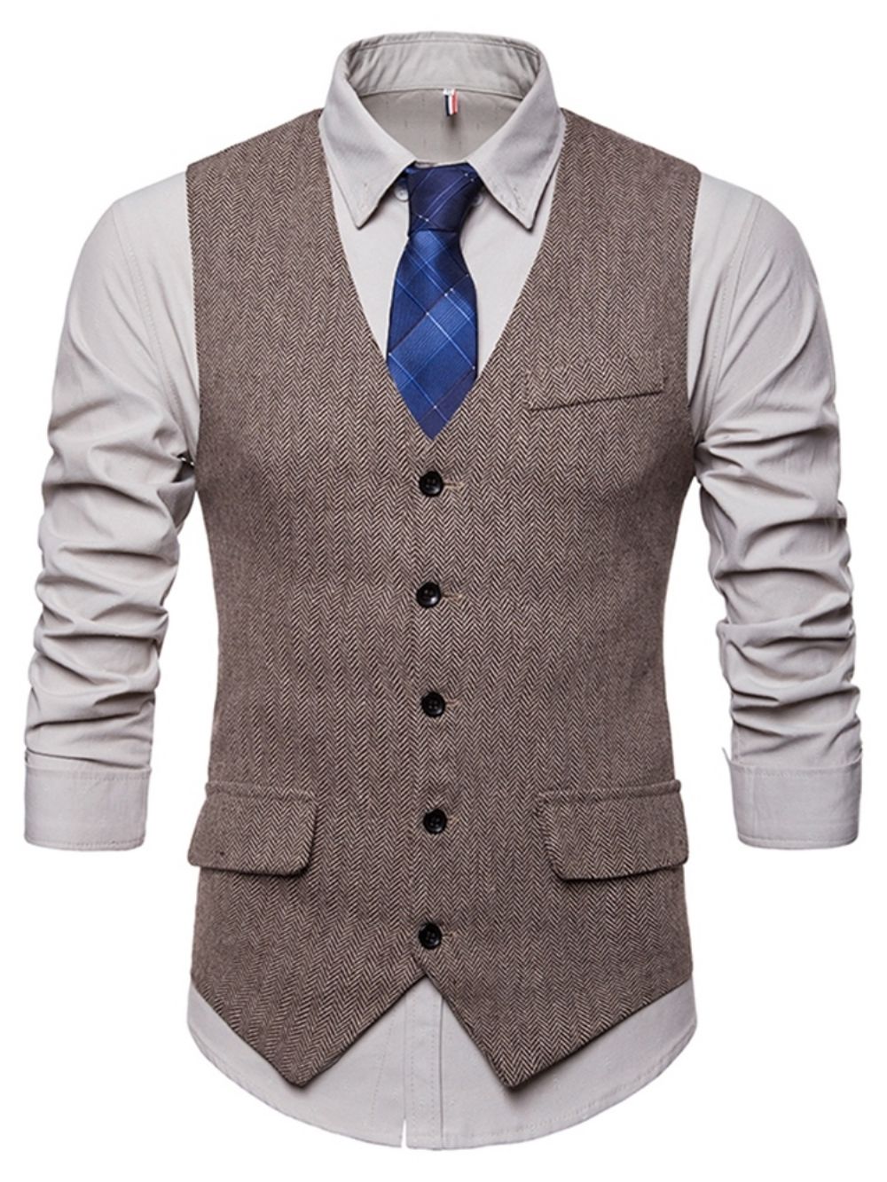 Effen Single-Breasted Casual Vest Heren