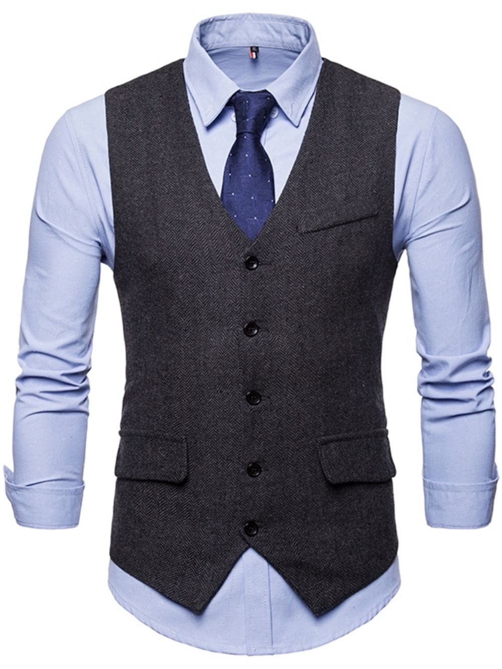 Effen Single-Breasted Casual Vest Heren