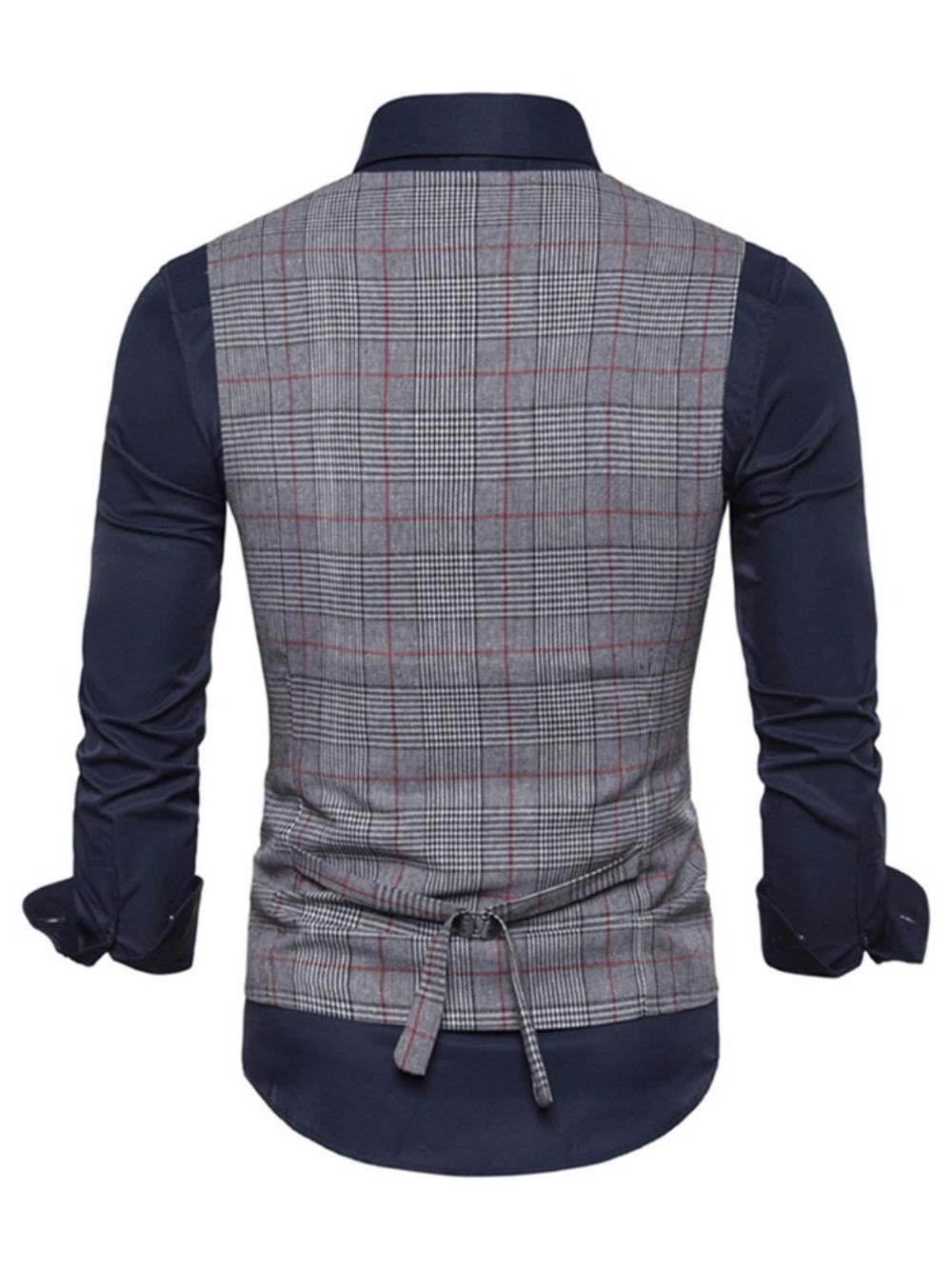 Geruite V-Hals Single-Breasted Casual Herenvest