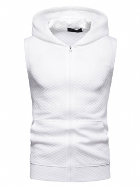 Heren Casual Vest Met Capuchon En Effen Capuchon