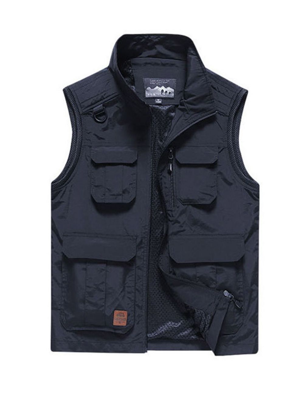 Kleurblok Opstaande Kraag Rits Casual Lente Gilet Heren