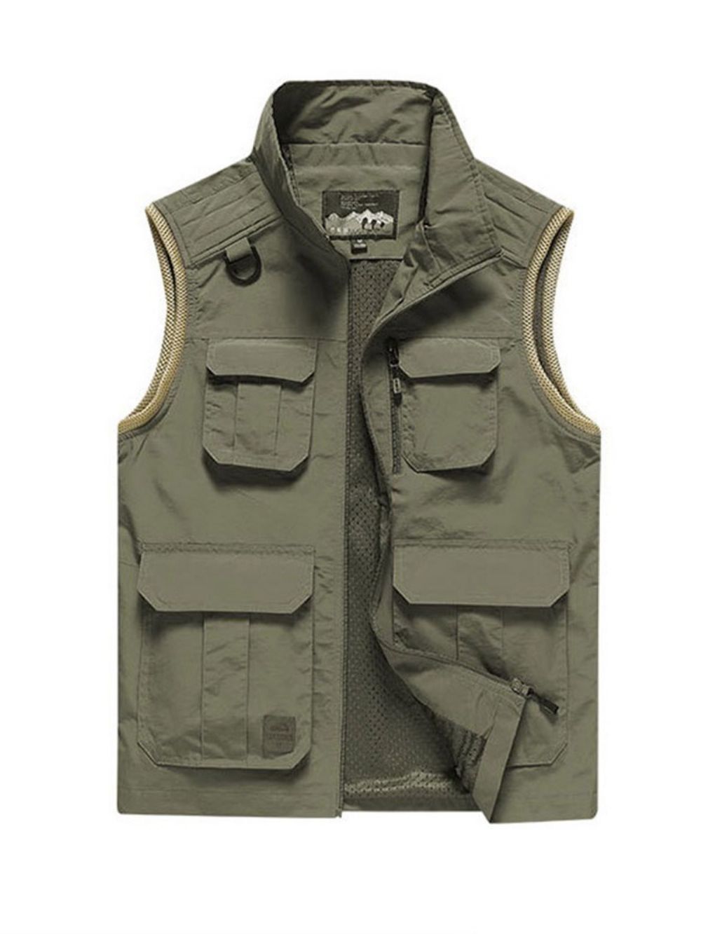 Kleurblok Opstaande Kraag Rits Casual Lente Gilet Heren