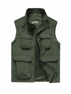 Kleurblok Opstaande Kraag Rits Casual Lente Gilet Heren