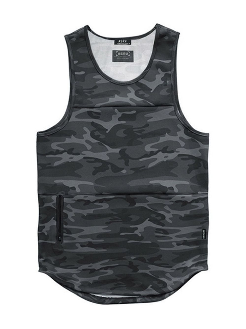 Slank Camouflage-Sportvest Heren Met Ronde Hals