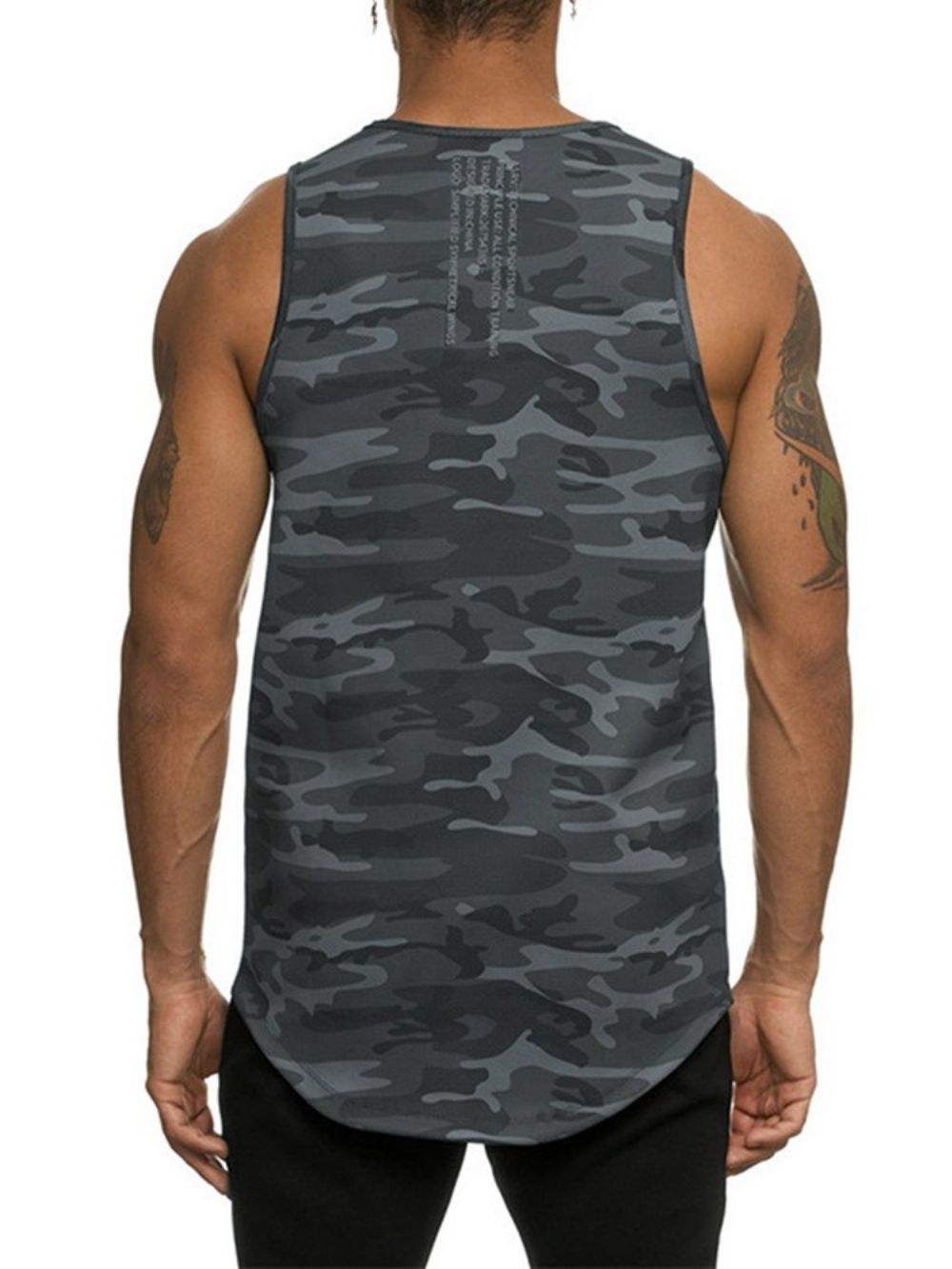 Slank Camouflage-Sportvest Heren Met Ronde Hals