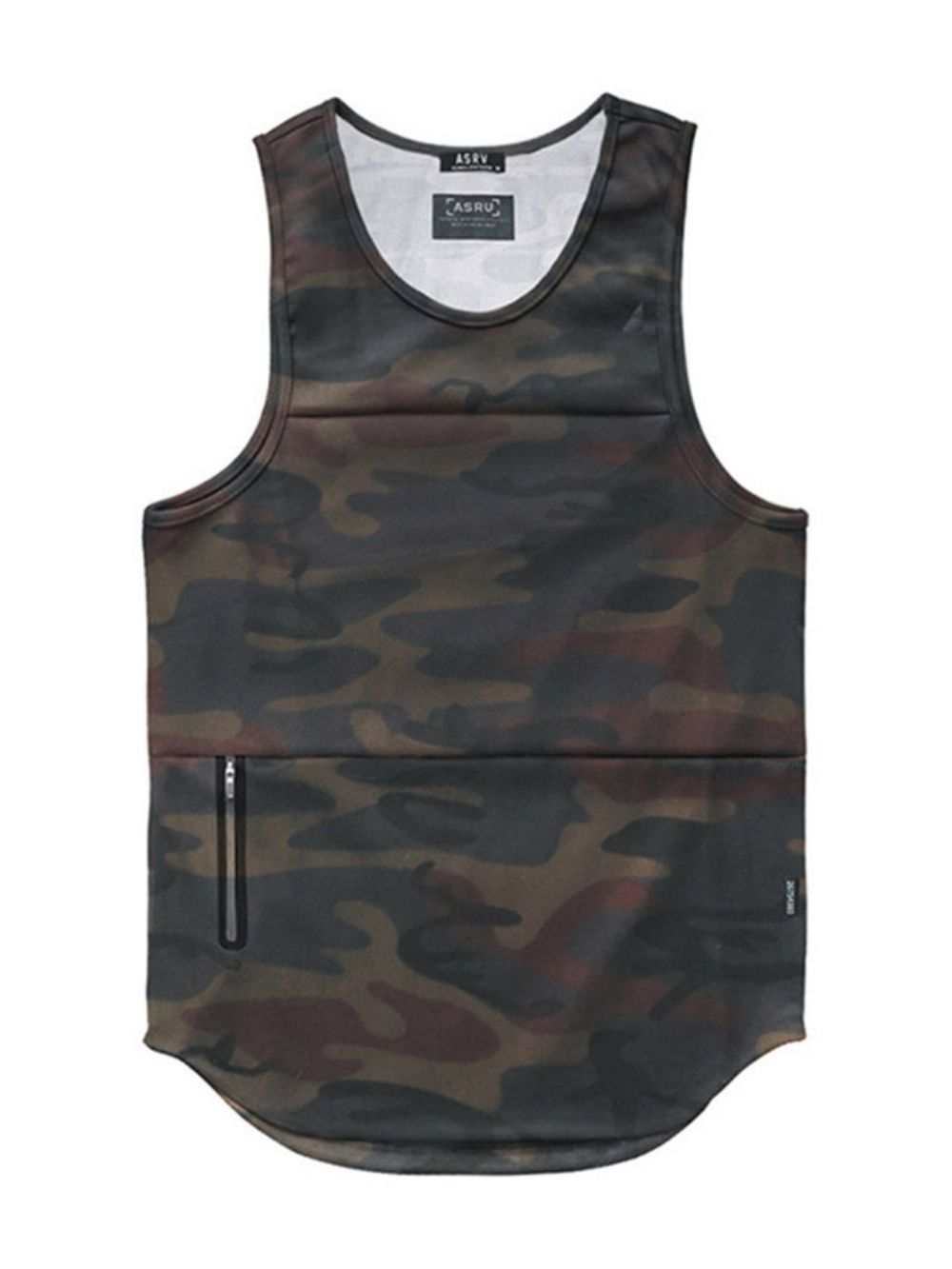 Slank Camouflage-Sportvest Heren Met Ronde Hals