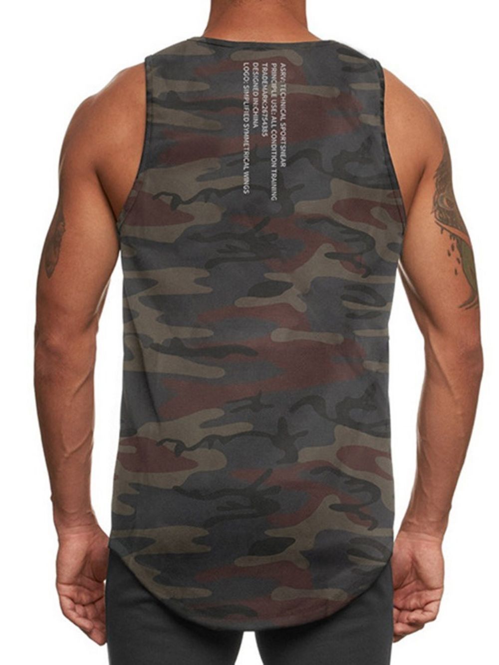 Slank Camouflage-Sportvest Heren Met Ronde Hals