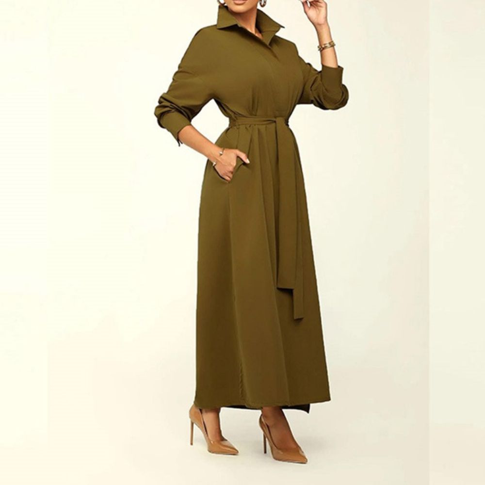 Normale Trenchcoat Met Lange Reversriem En Lange Mouwen