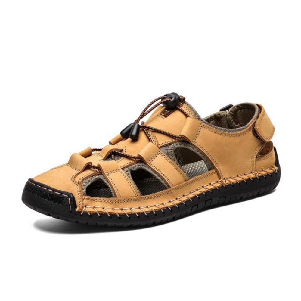 Eenvoudige Holle Herensandalen Met Klittenband