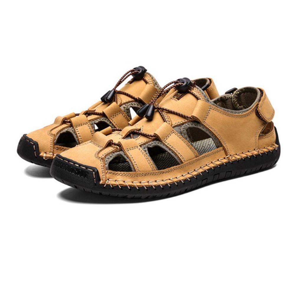 Eenvoudige Holle Herensandalen Met Klittenband