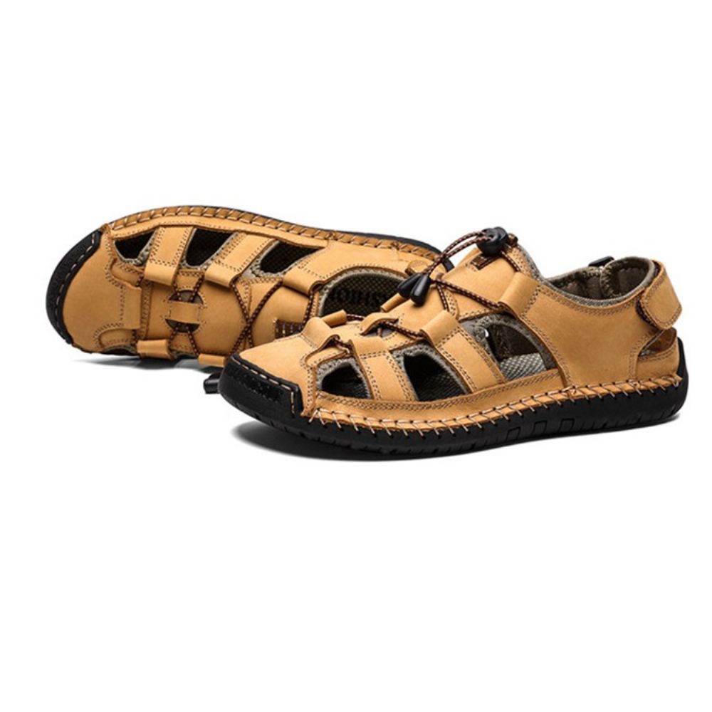 Eenvoudige Holle Herensandalen Met Klittenband