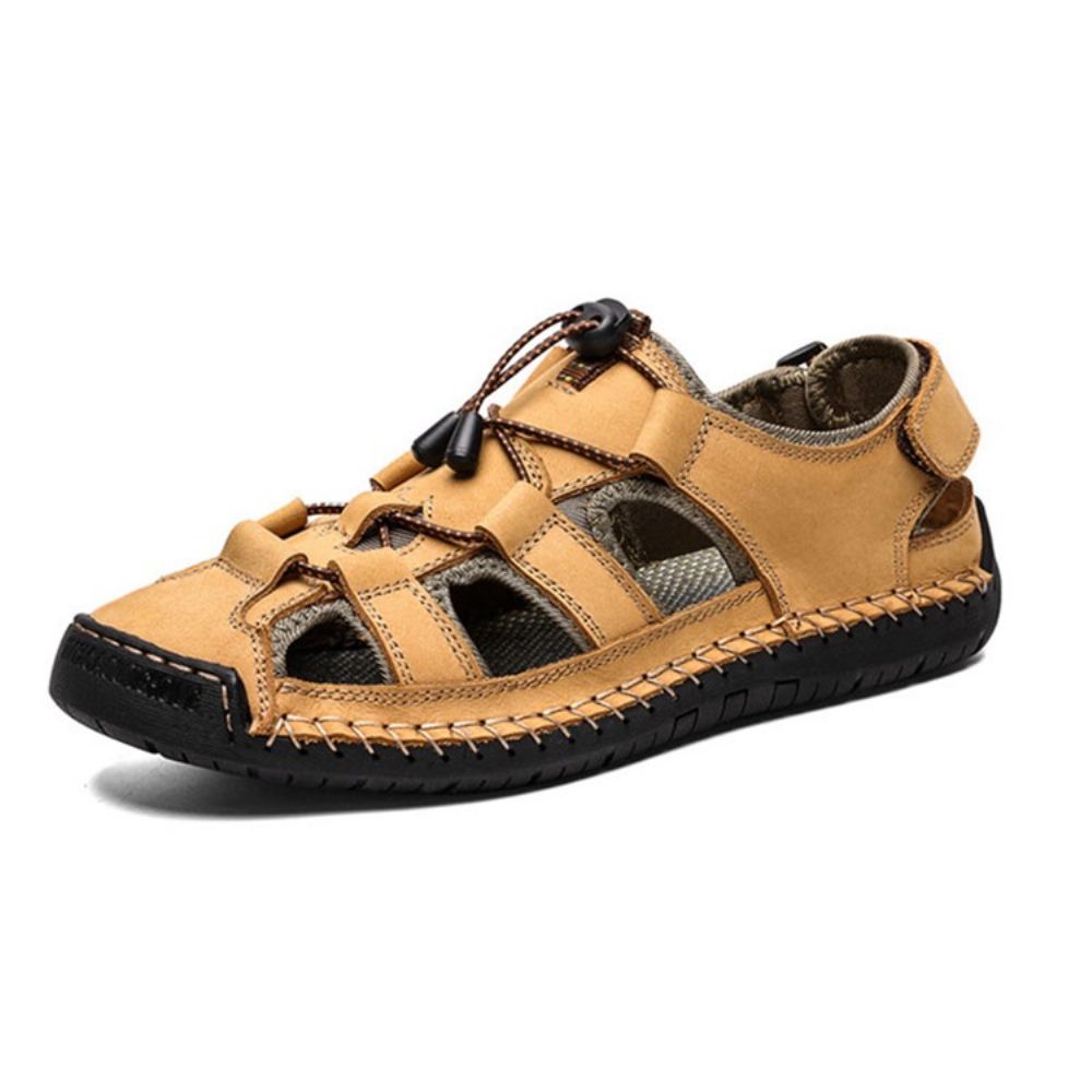 Eenvoudige Holle Herensandalen Met Klittenband