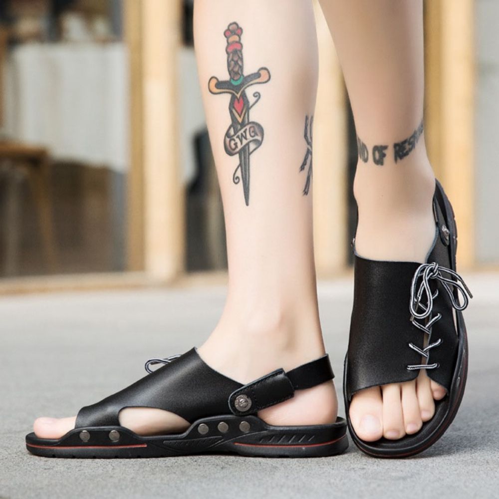 Eenvoudige Pu-Instapsandalen Heren