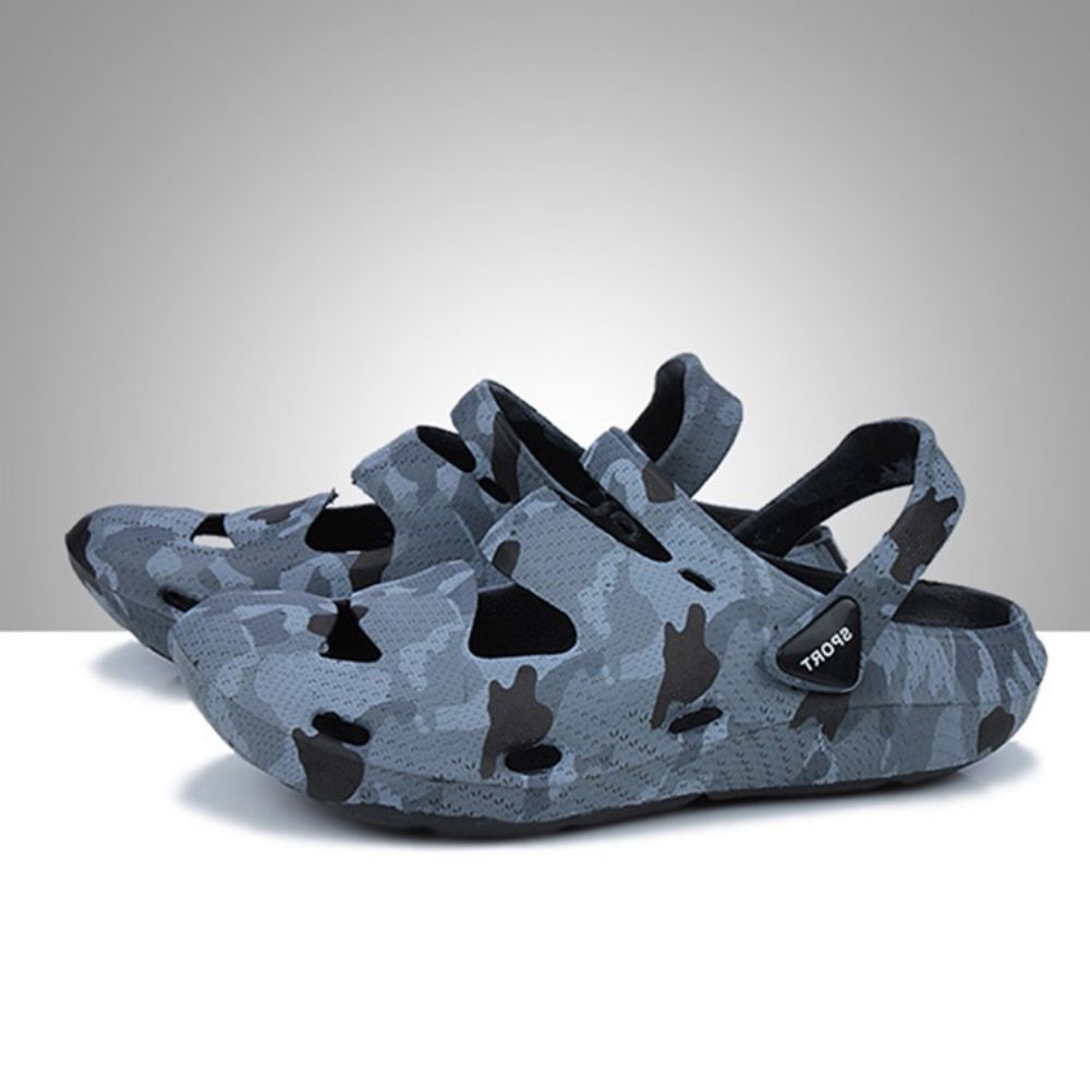 Sandalen Met Ronde Neus En Instappers Van Pvc-Camouflage