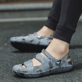 Sandalen Met Ronde Neus En Instappers Van Pvc-Camouflage