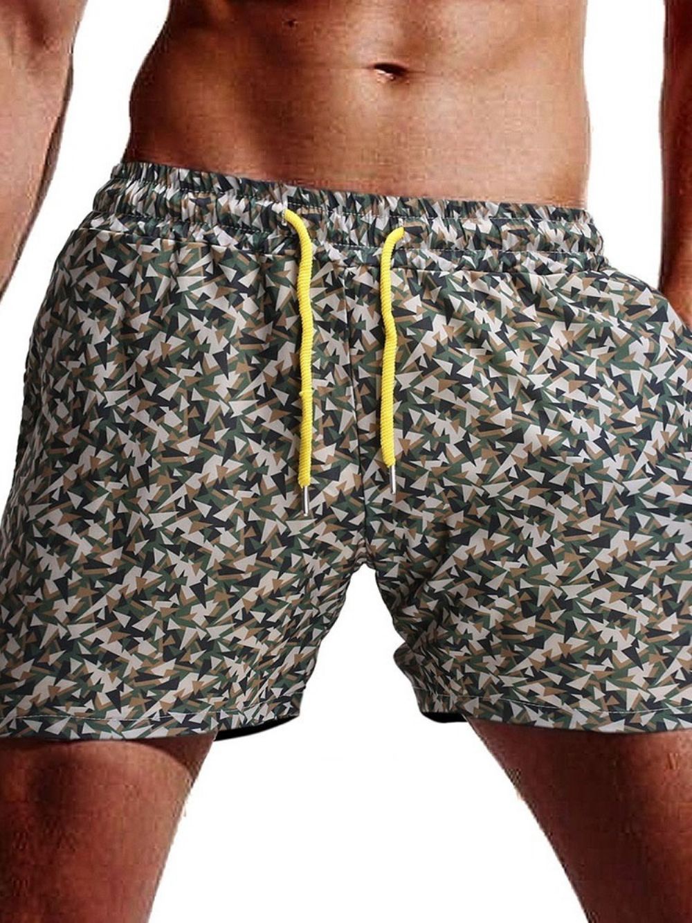 Rechte Strandshort Met Camouflageprint Heren