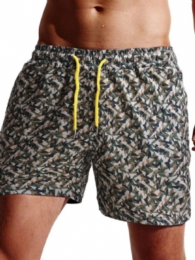 Rechte Strandshort Met Camouflageprint Heren