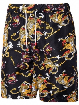 Strandshort Heren Met Rechte Print