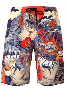 Strandshort Heren Met Rechte Print En Halfhoge Taille