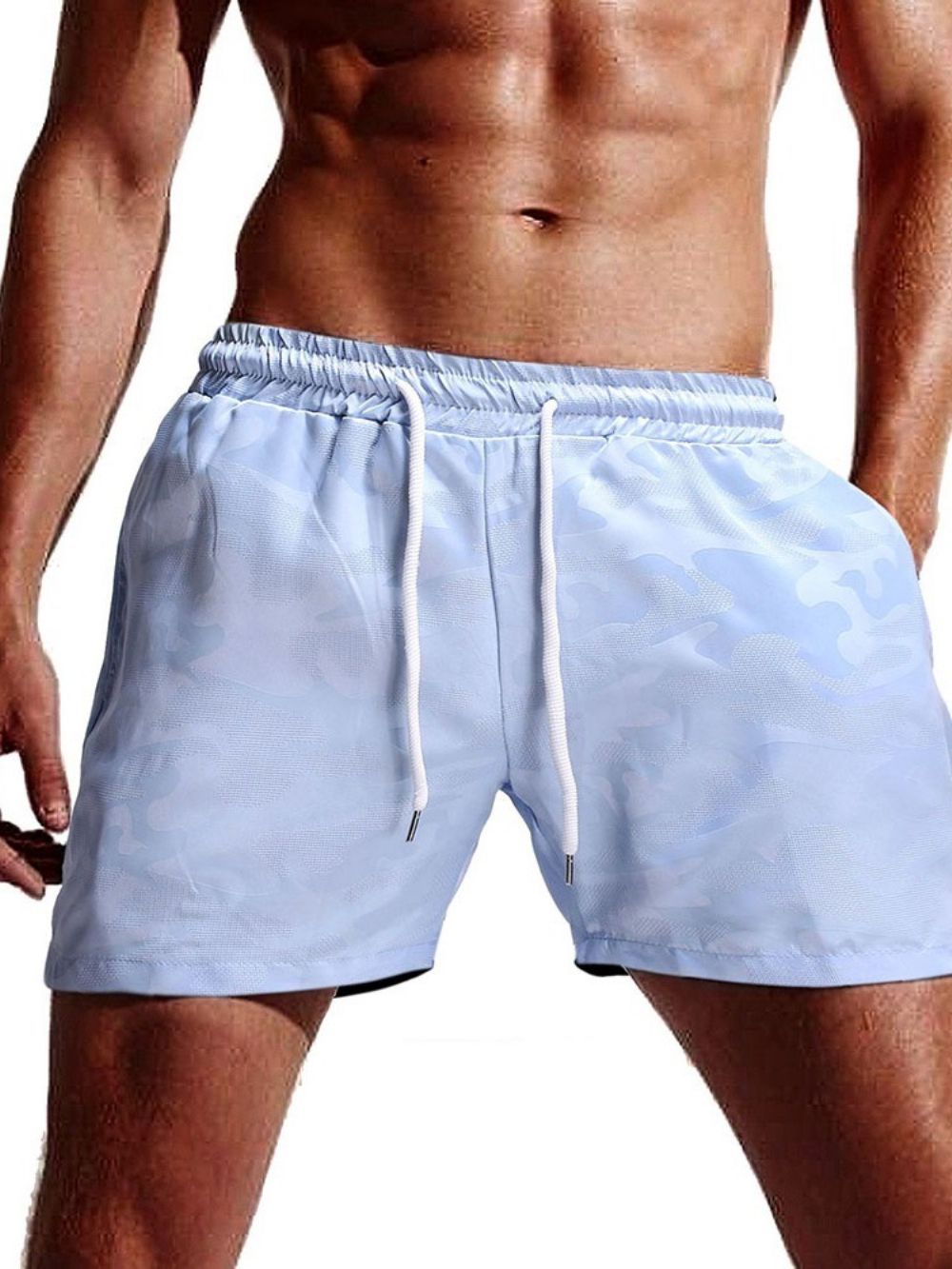 Witte Strandshort Heren Met Rechte Veters