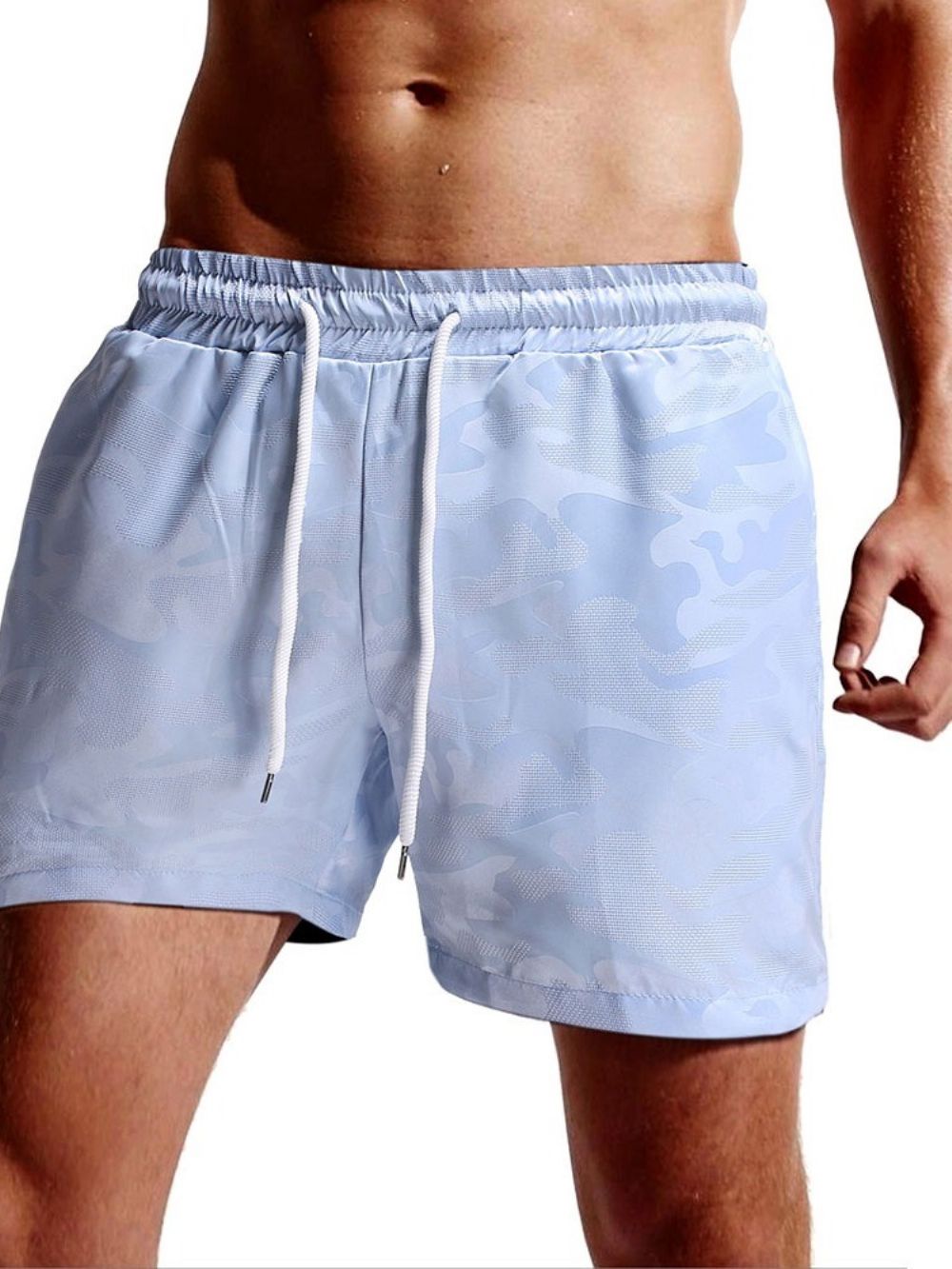 Witte Strandshort Heren Met Rechte Veters