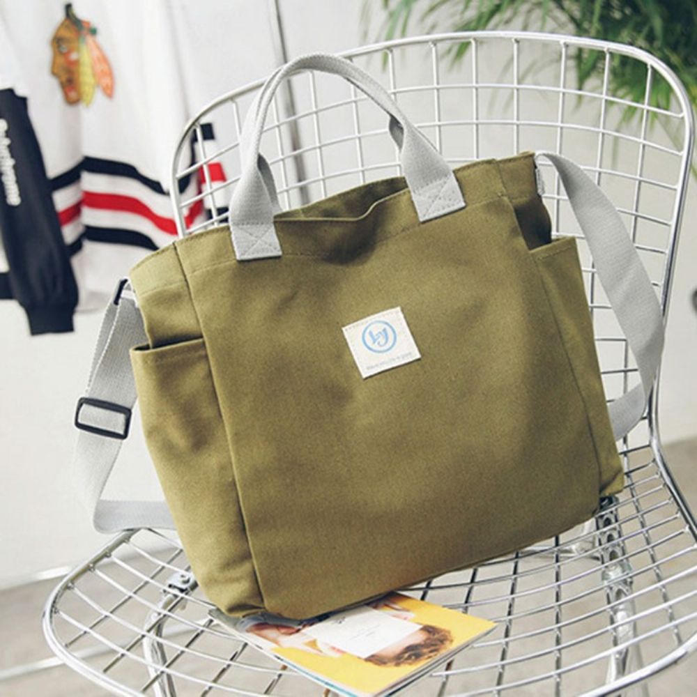 Casual Crossbodytas Van Canvas Met Kleurblokken